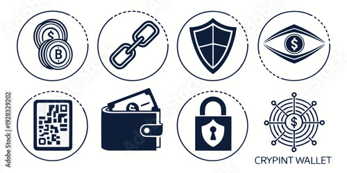 A collection of icons representing various security and privacy concepts. Vector