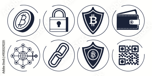 A collection of various icons representing different aspects of security and privacy. Vector