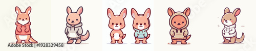 cute kangaroo vector wearing hoodie