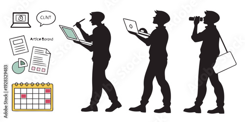 Illustration of a man transitioning from a regular job to a freelance career Vector