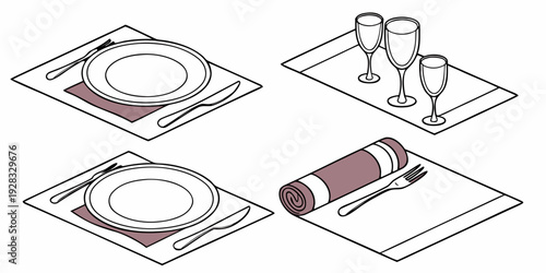 Assorted kitchen utensils and appliances displayed on a flat surface Vector