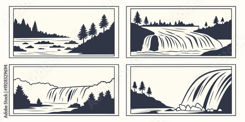 Four distinct landscapes showcasing nature's diverse beauty and grandeur Vector