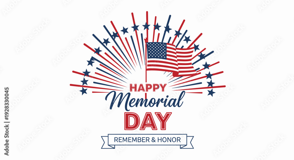 Obraz premium Memorial Day greeting vector graphic