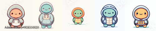 cute turtle vector wearing hoodie