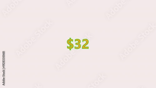 Counting money business dollar number illustration on white background. Increasing dollar, financial growth. Business counting number. Dollar number animation for crypto business