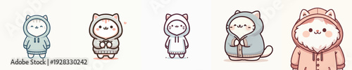 cute cat vector wearing hoodie