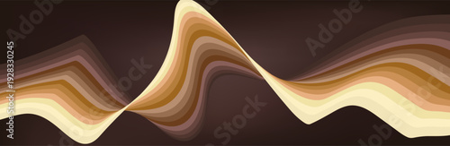 Abstract multi colored twisted ribbon. 3d ribbon design. Wavy colorful brushstroke or curvy ribbon shape of brush paint. abstract colourful smear, isolated background template design. Brown gold color