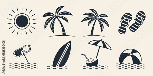 Vibrant beach scene with various elements and activities Vector