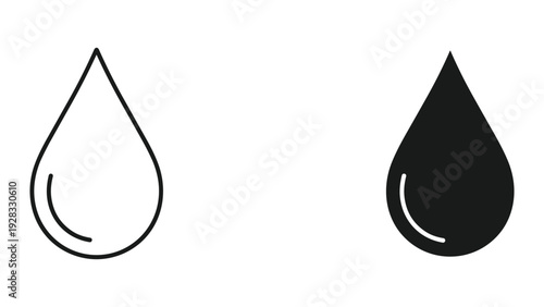 Black and White Water Droplet Icons - Contrast and Simplicity