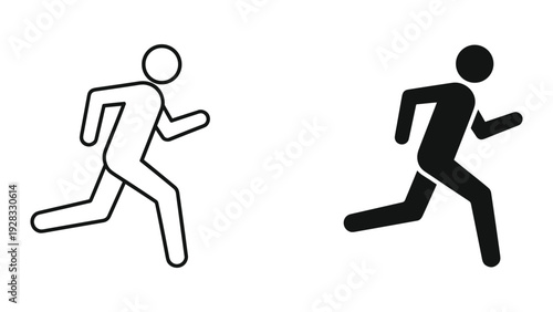 Running Man Icon: Silhouette and Outline for Sports, Fitness & Health