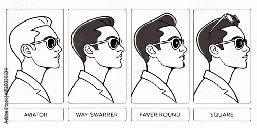 A sequence of illustrations depicting the progression of hair loss in men. Vector