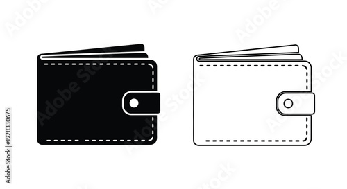 Two wallets one black and one white shown in outline silhouette