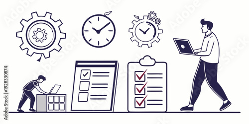 A person juggling multiple tasks and deadlines in a busy work environment Vector
