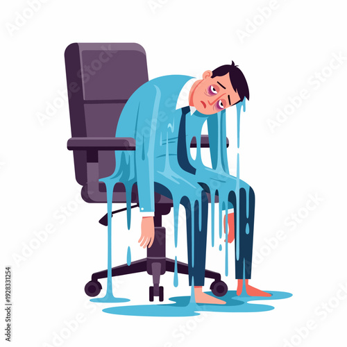 Man Melting in Office Chair.