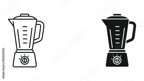 Blender Icon: Outline and Solid Black Versions for Food Prep & Kitchen