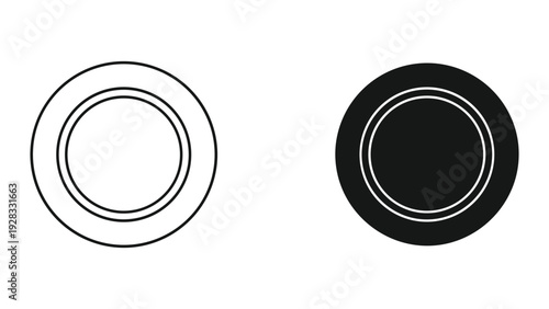 Concentric Circles: Outline and Solid Icons