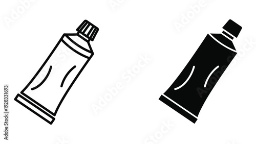Outline and Silhouette of a Toothpaste Tube Icon