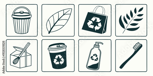 A collection of various cleaning tools and supplies for household maintenance. Vector