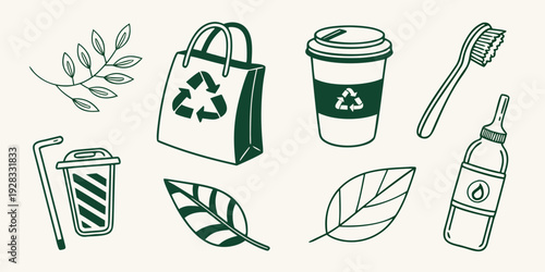 Various items that can be recycled or repurposed in everyday life Vector