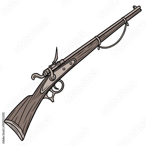 Vintage flintlock rifle with wooden stock and metal barrel