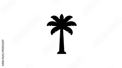 Black palm tree silhouette vector icon. Simple tropical tree symbol isolated on white background. Minimalistic graphic design element.
