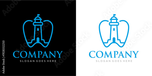vector logo of tooth and lighthouse image
