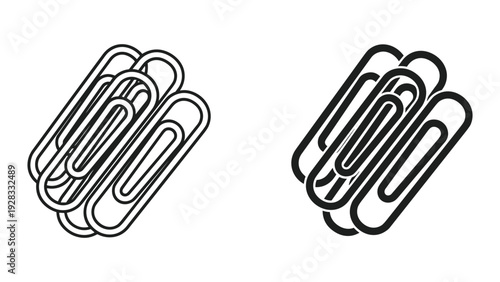 Paperclip icons: black and white line art, simple design, office supplies