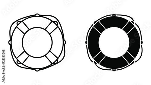 Lifebuoy icons: outline and solid black design comparison