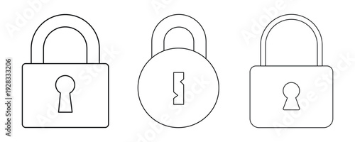 Lock Icon Collection – Secure and Unlocked Padlock Vector Set for Security, App, and Website Design