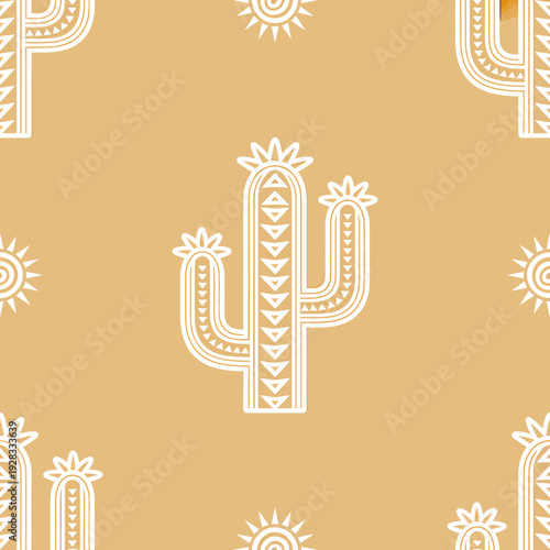 Cactus and sun desert pattern design