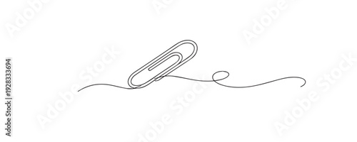 One line drawing of a paper clip.symbolizing simple office tools, organization, and everyday stationery essentials. Hand drawn continuous line representing productivity, document management,