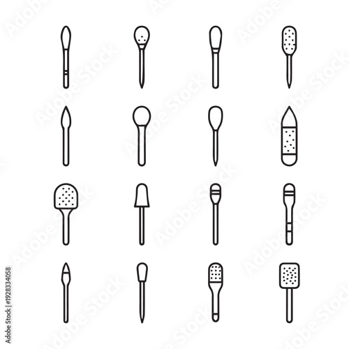 Set of various nail drill bits icons outline vector illustration