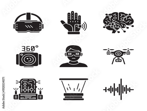 Captivating immersive interface icons with deep and engaging silhouette designs