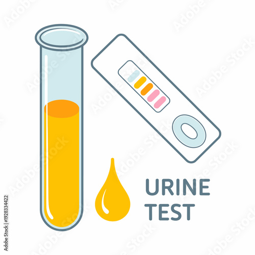 Urine test kit with tube and strip