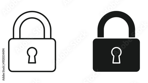 Lock Icon: Outline and Silhouette, Security and Protection Concept