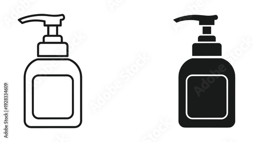 Soap dispenser icon set, line and solid fill styles, hygiene concept