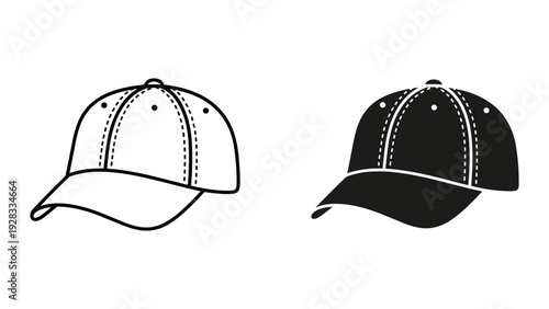 Baseball Cap Line Art and Silhouette Icons