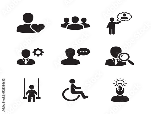 Empathetic human centered icons with warm and inclusive silhouette designs