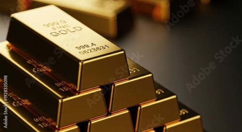 Gleaming Gold Bars Stacked Elegantly on Dark Background