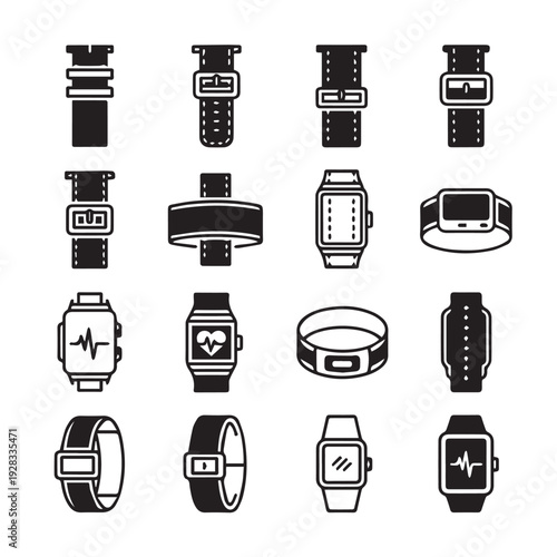 Smart Watch and Band Icons: Digital Wearables Collection