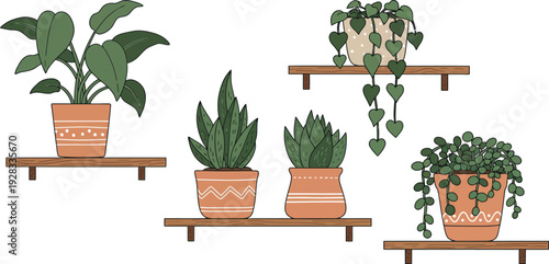 Fresh flowers in a pot bring a touch of indoor nature to a room decoration featuring green leaves and potted plants on a window sill for a bright interior garden look