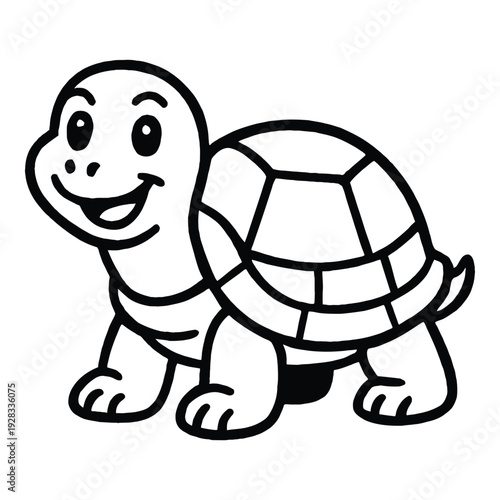 Cartoon illustration of a happy turtle smiling