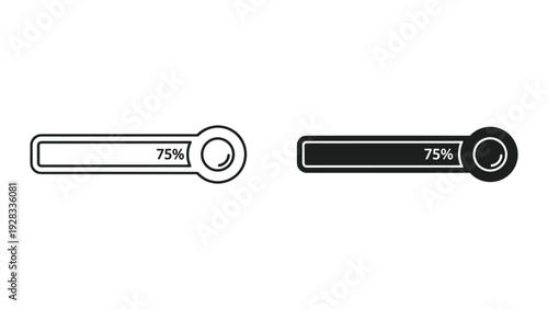 Progress Bar 75% Icon Set: Outline and Filled Design