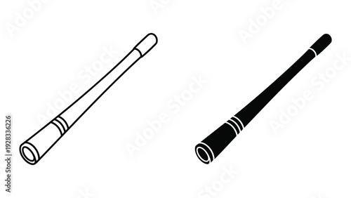 Didgeridoo Icons: Outline and Solid Fill Vector Illustrations