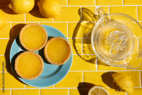 Lemon Tarts on Bright background