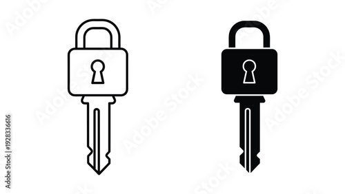 Key and Lock Icon Set - Security and Access Symbols