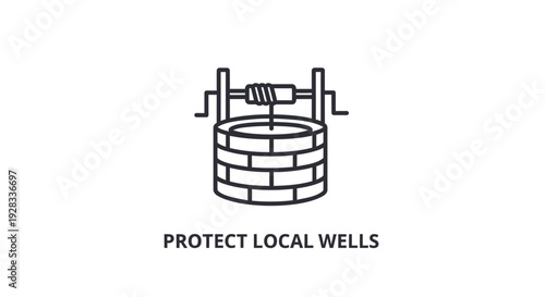 Well icon, protect local wells symbol