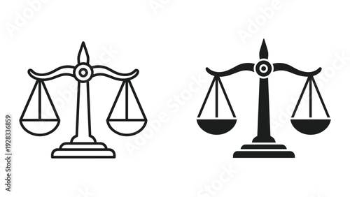 Scales of Justice Icon Set - Balance and Equilibrium