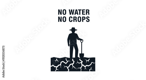 Drought farmer icon with cracked earth and shovel