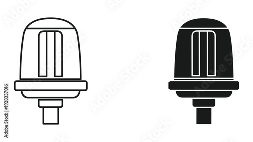 Siren light icon outline and solid fill, warning light symbol